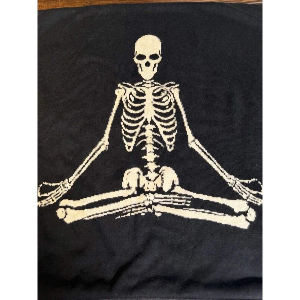 Witch's Crafters Skeleton Yoga 20x20 Pillow Cover Black White Gothic Cotton